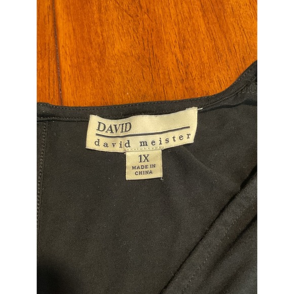 DAVID MEISTER Black Wide Leg Jumpsuit with Drawstring Waist 1X Career Wear - Picture 7 of 11